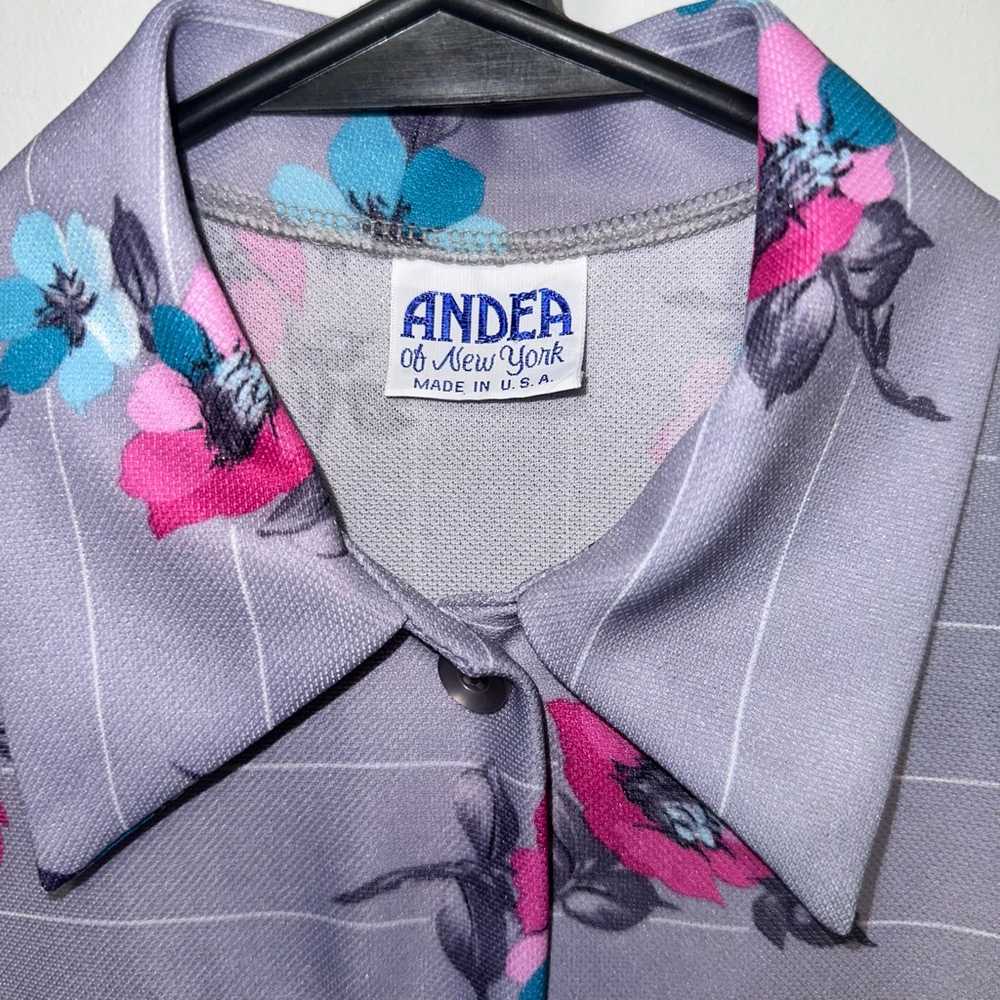 Sz S/M VINTAGE 70s Andea of New York WAITRESS TOP Shirt Uniform Thick Poly USA - Picture 7 of 14